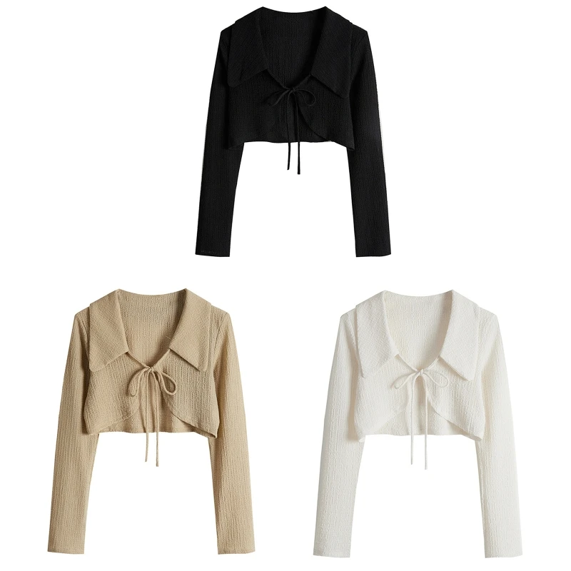Vintage Lapel Crop Cardigans for Women Long Sleeves Tie Up Sweaters Cardigans Open Front Sunscreen Tops Fashion Outwear
Vintage Lapel Crop Cardigans for Women Long Sleeves Tie Up Sweaters Cardigans Open Front Sunscreen Tops Fashion Outwear