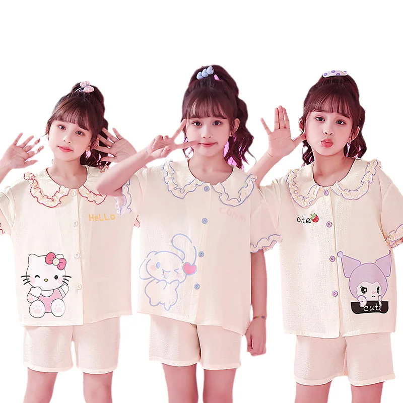 Kawaii Anime Sanrios Children's Pajamas Summer Cartoon Short Sleeve MyMelody Kuromi Cinnamoroll Girls Homewear Two-piece Suit
Kawaii Anime Sanrios Children's Pajamas Summer Cartoon Short Sleeve MyMelody Kuromi Cinnamoroll Girls Homewear Two-piece Suit