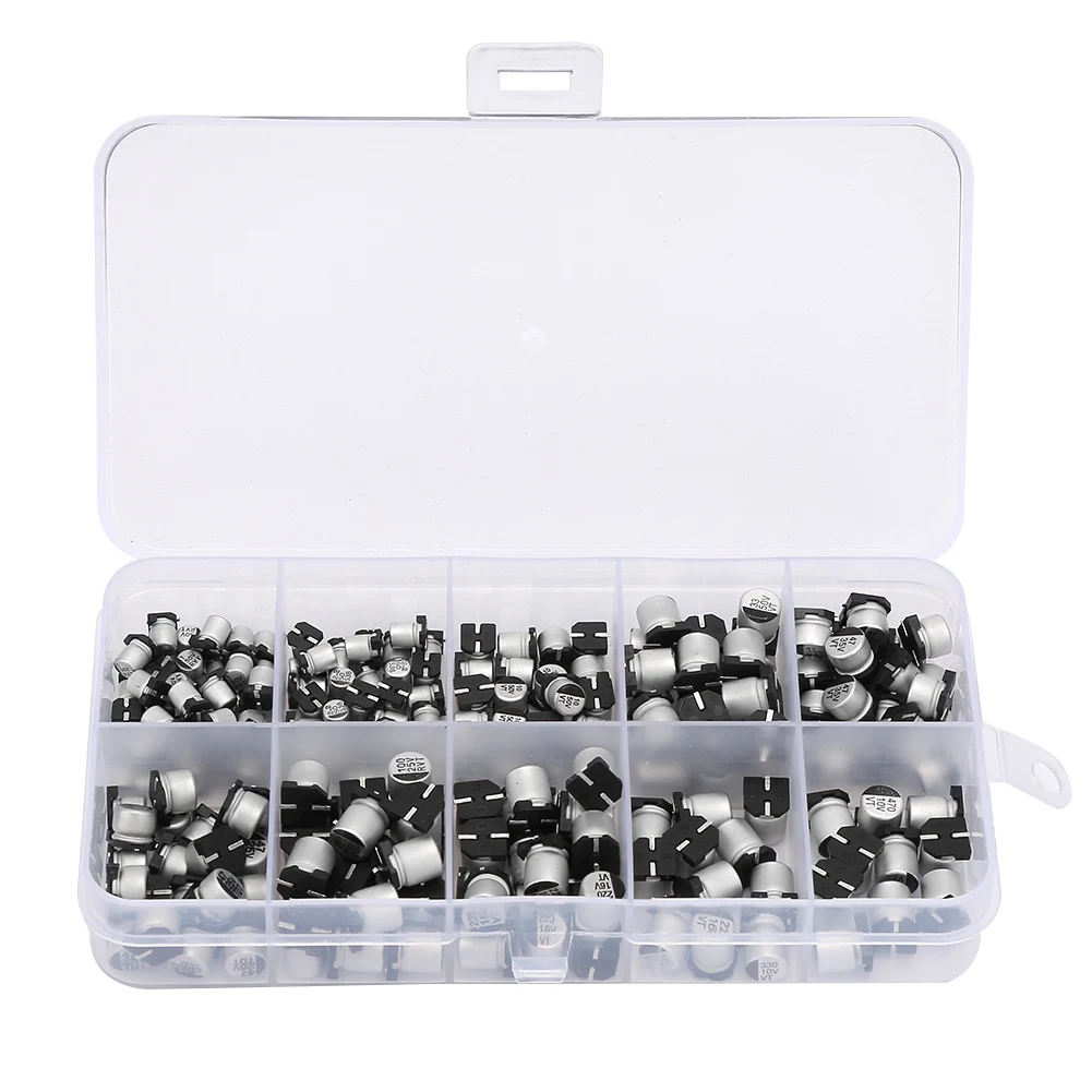 200PCS SMD Assorted Electrolytic Capacitor Kit 10Values 10V ~ 50V 1uF ~ 470uF with Storage Box Capacitor
200PCS SMD Assorted Electrolytic Capacitor Kit 10Values 10V ~ 50V 1uF ~ 470uF with Storage Box Capacitor