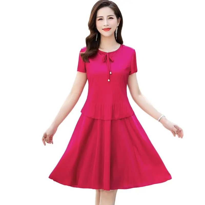 Women Dress Simple Slim Bow Solid Summer Womens A-line Fashion Temperament Casual emperament Girls Summer Holiday
Women Dress Simple Slim Bow Solid Summer Womens A-line Fashion Temperament Casual emperament Girls Summer Holiday