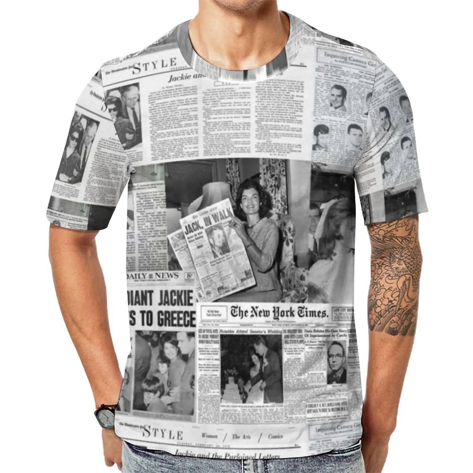 Newspaper Collage T Shirt Jackie Kennedy Hippie T Shirts Short-Sleeve Graphic Tshirt Dropshipping Summer Y2K Oversized Tees
Newspaper Collage T Shirt Jackie Kennedy Hippie T Shirts Short-Sleeve Graphic Tshirt Dropshipping Summer Y2K Oversized Tees