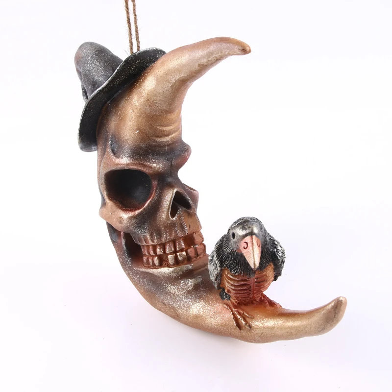 Resin Moon Wizard Crow Hanging Decorations Home Garden Decor Skull Crafts Halloween Decoration Accessories
Resin Moon Wizard Crow Hanging Decorations Home Garden Decor Skull Crafts Halloween Decoration Accessories