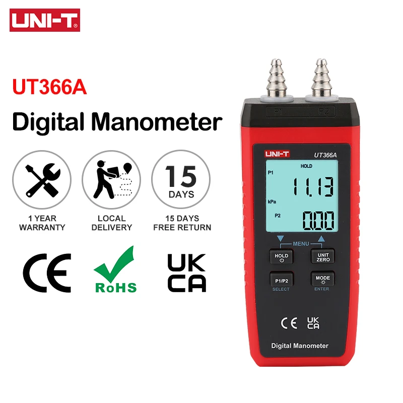 Цифровой манометр UNI-T UT366A 
Цифровой манометр UNI-T UT366A