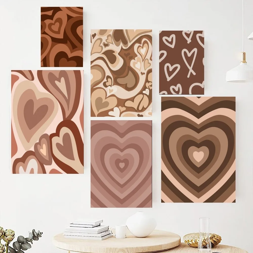 

Любовь, коричневое сердце, эстетический плакат, фотография для гостиной, Внутренняя Живопись, украшение комнаты