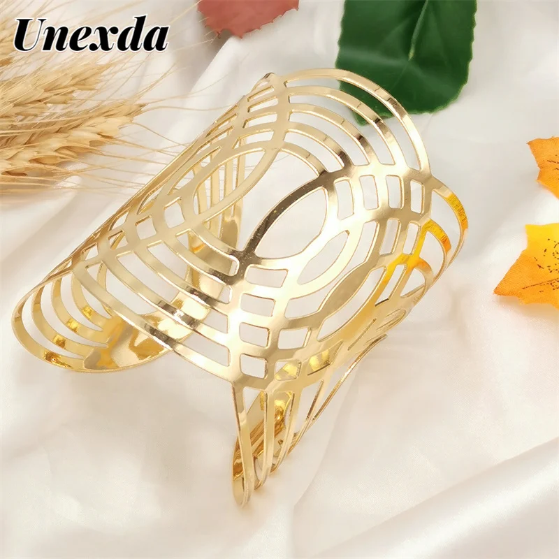 

Unexda Bracelets For Women Luxury Fashion Glamour Designer Jewelry Bangle Gothic Alloy Cutout Cuff Bracelet Bohemian Jewelry