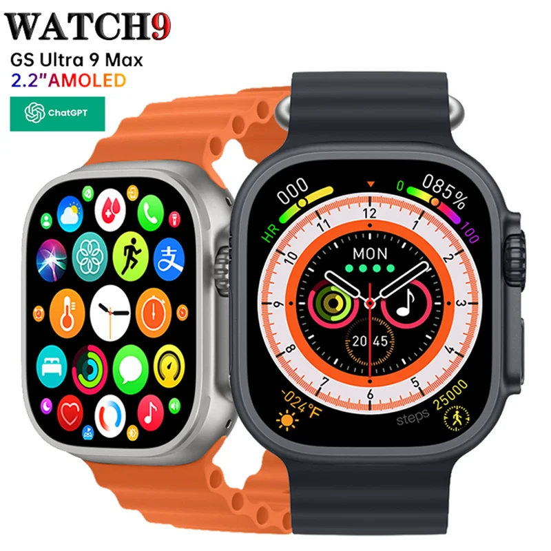 

Watch9 GS Ultra9 Max2.2 "AMOLED Full Screen Touch Bluetooth Call Blood Sugar Monitoring Compass NFC Smartwatch for Men for Apple