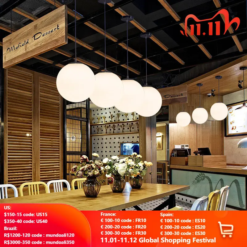 Modern Nordic E27 Led Pendant Lamps for Home Living Room Bedroom Frosted Glass Milky Round Ball Suspension Light Fixtures
Modern Nordic E27 Led Pendant Lamps for Home Living Room Bedroom Frosted Glass Milky Round Ball Suspension Light Fixtures