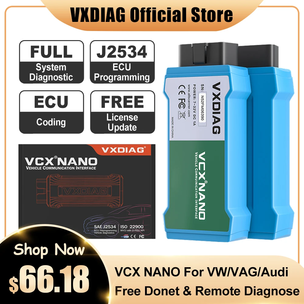 Автомобильный диагностический сканер VXDIAG для VW OBD2, Wi-Fi диагностика неисправностей, онлайн Программирование VCX NANO для AUDI
Автомобильный диагностический сканер VXDIAG для VW OBD2, Wi-Fi диагностика неисправностей, онлайн Программирование VCX NANO для AUDI