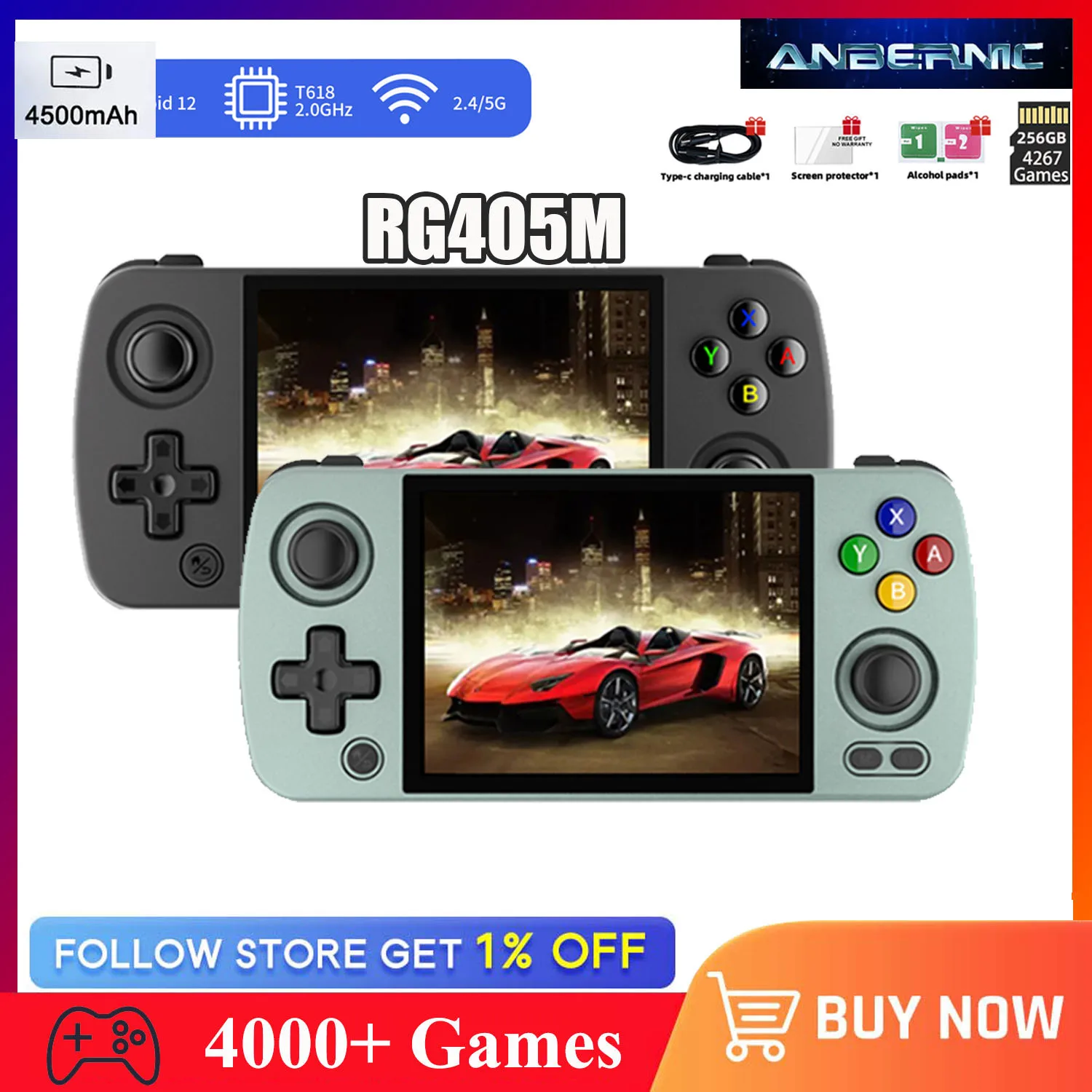 Металлическая портативная игровая консоль ANBERNIC RG405M, система Android 12, Unisoc Tiger T618, игровая консоль с 4-дюймовым сенсорным IPS экраном
Металлическая портативная игровая консоль ANBERNIC RG405M, система Android 12, Unisoc Tiger T618, игровая консоль с 4-дюймовым сенсорным IPS экраном
