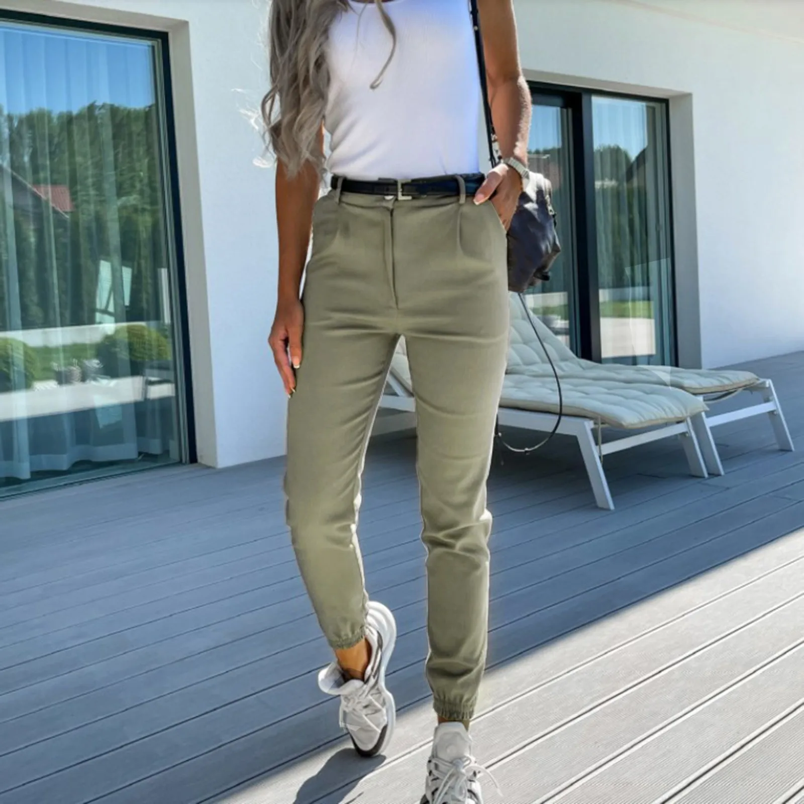Ladies Office Pencil Pants Women Pocket Fitness Workout Pants Out Cropped Casual Button Solid Leggings High Waist Slim Pants
Ladies Office Pencil Pants Women Pocket Fitness Workout Pants Out Cropped Casual Button Solid Leggings High Waist Slim Pants