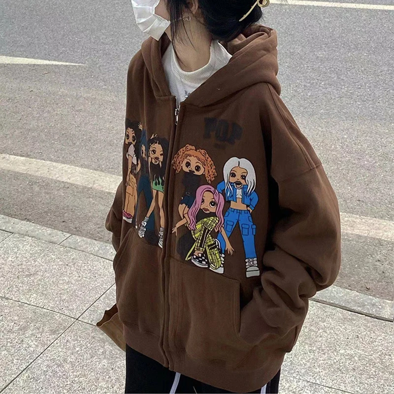 Zip Hoodie Fashion Anime Print Women's Hoodies Sweatshirt Grunge Long Sleeve Top Loose Jacket Streetwear
Zip Hoodie Fashion Anime Print Women's Hoodies Sweatshirt Grunge Long Sleeve Top Loose Jacket Streetwear