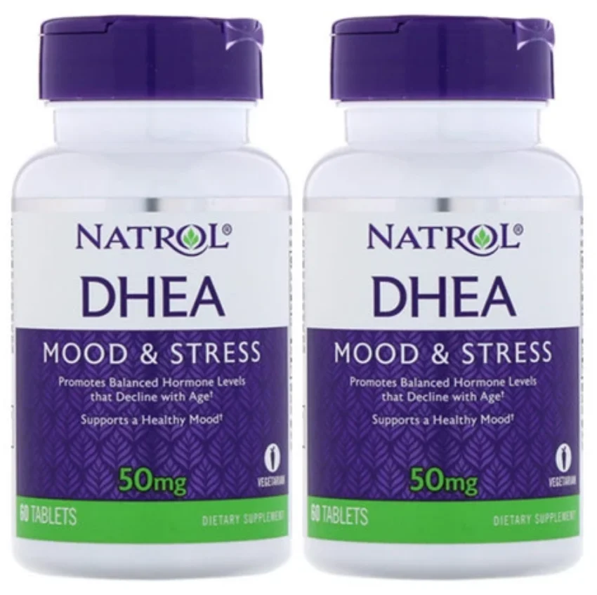 

2pcs Natrol DHEA Mood & Stress 50 mg 60 Tablets Calcium Promote Balanced Hormone Levels That Decline With Age
