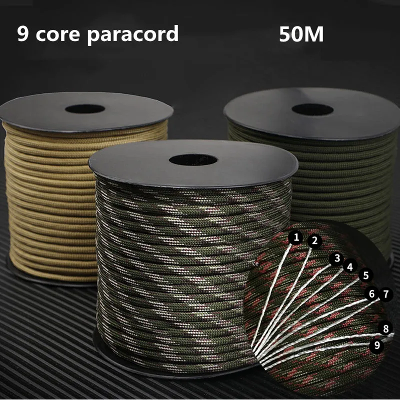 

Rope Survival 50m Parachute 650 Tactical Outdoor Strand Weaving Equipment Military Cord Camping Accessories 9 4mm Paracord