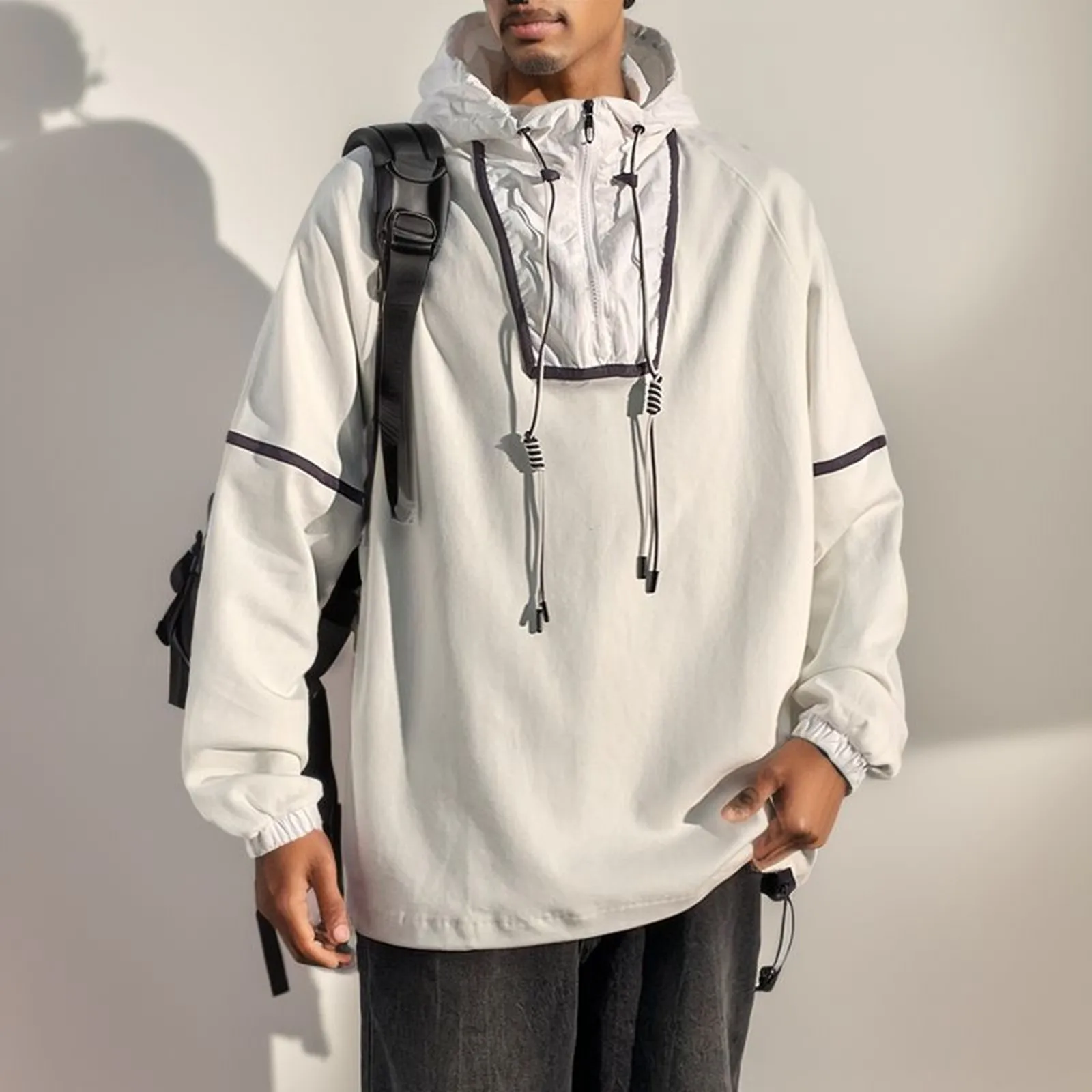 Men'S Casual Sweetshirts Fall New Teenage Trend Color Matching Personality Loose Half Zip Hoodie Zipper Long-Sleeve Pullover Top
Men'S Casual Sweetshirts Fall New Teenage Trend Color Matching Personality Loose Half Zip Hoodie Zipper Long-Sleeve Pullover Top