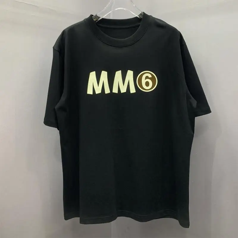 

Футболка с надписью Mm6 Margiela, модный Повседневный Топ контрастных цветов с принтом, хлопковая парная футболка с коротким рукавом, лето