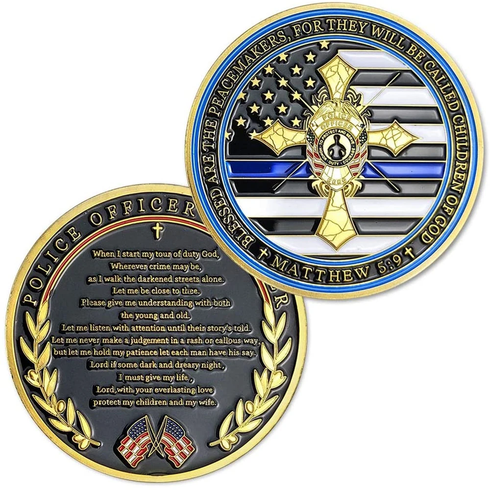 US Police Officers Thin Blue Line Flag Law Enforcement Cross Challenge Coin Gift
US Police Officers Thin Blue Line Flag Law Enforcement Cross Challenge Coin Gift