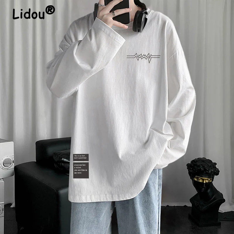 Casual Printing Letter Loose White Man T-shirt New Long Sleeve Round Neck Pure Cotton Hong Kong Style Fashion All-match Top 2022
Casual Printing Letter Loose White Man T-shirt New Long Sleeve Round Neck Pure Cotton Hong Kong Style Fashion All-match Top 2022