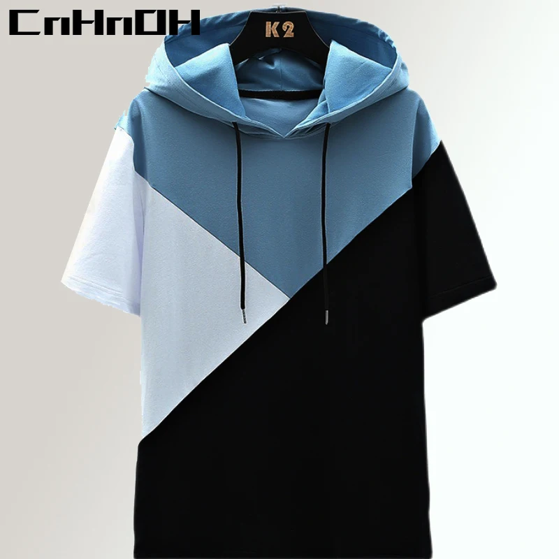 

CnHnOH Hooded Trend Handsome 2021 Summer Short-Sleeved Short sleeve Male Harajuku Style Oversize Compassionate Loose Q97