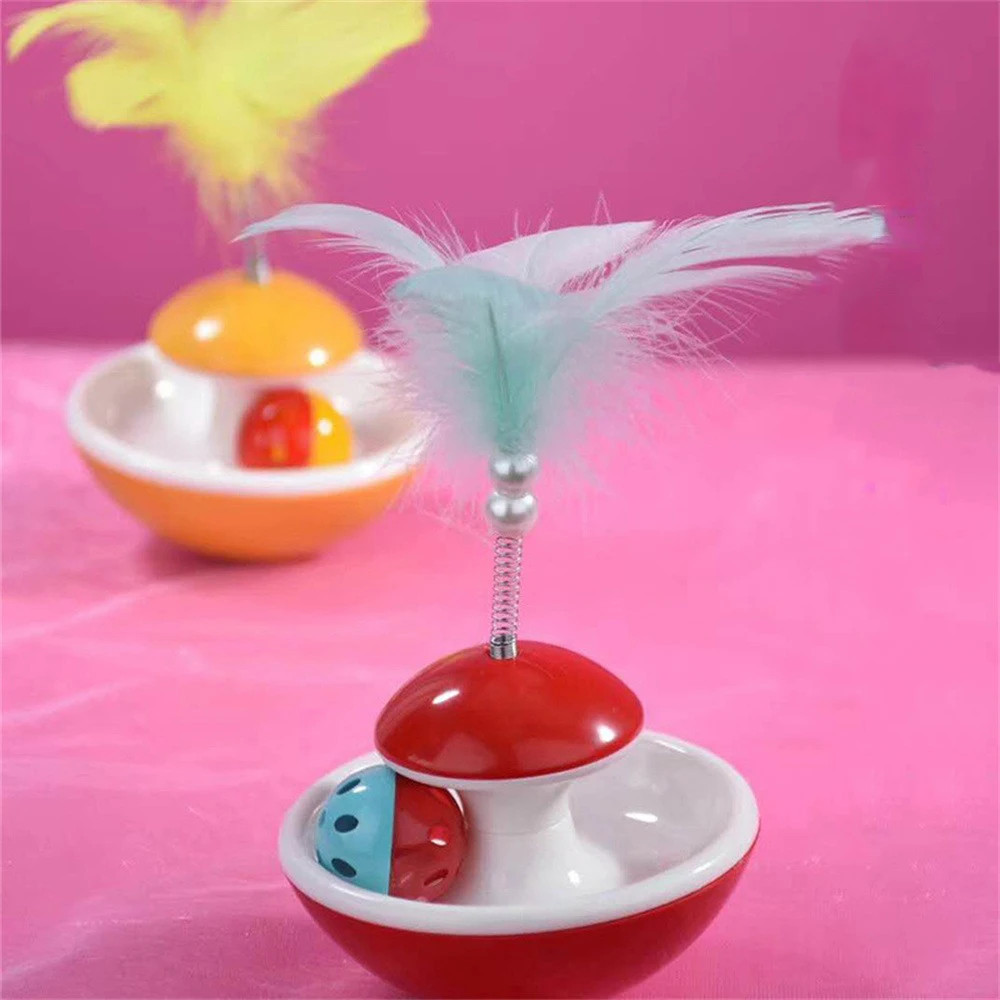 

New Durable Funny Pet Cat Toys for Entertain Itself Mimi Favorite Feather Tumbler with Small Bell Kitten Cat Toys For Catch