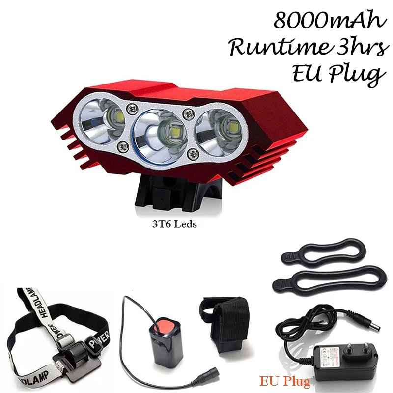 LED Bicycle Headlamp 4*18650 8000mAh 3000 Lumen 3T6 MTB Bike Front Light DC Charging Waterproof Riding Lamp Set Cycle Headlight
LED Bicycle Headlamp 4*18650 8000mAh 3000 Lumen 3T6 MTB Bike Front Light DC Charging Waterproof Riding Lamp Set Cycle Headlight
