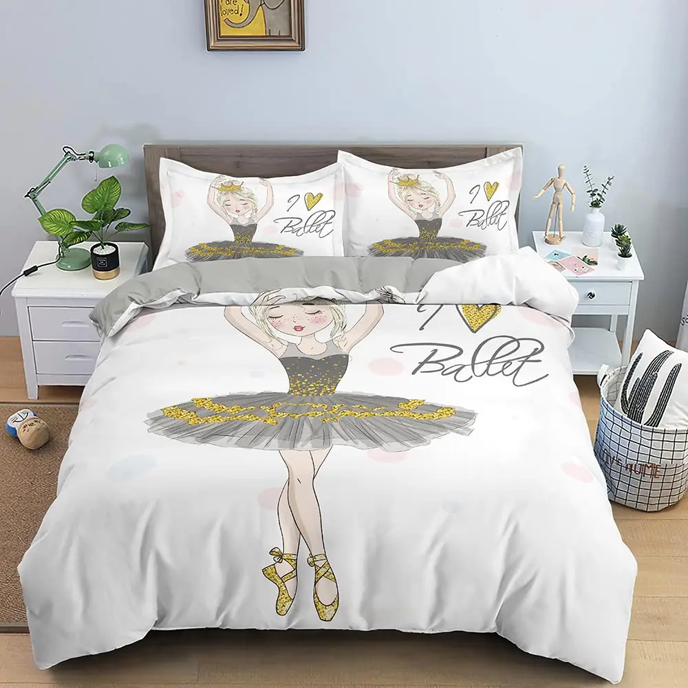 2022 New Cartoon Ballet Dancing Girl Bedding Set 2/3pcs Queen/King 140x210 Size Polyester Quilt Cover For Princess Home Decor
2022 New Cartoon Ballet Dancing Girl Bedding Set 2/3pcs Queen/King 140x210 Size Polyester Quilt Cover For Princess Home Decor