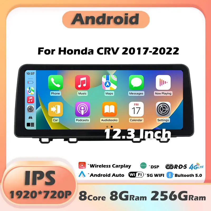 

Автомагнитола для Honda CRV 2017-2022, Android 13, 12,3 дюйма, GPS-навигация, мультимедийный видеоплеер, беспроводное устройство Carplay 4G LTE