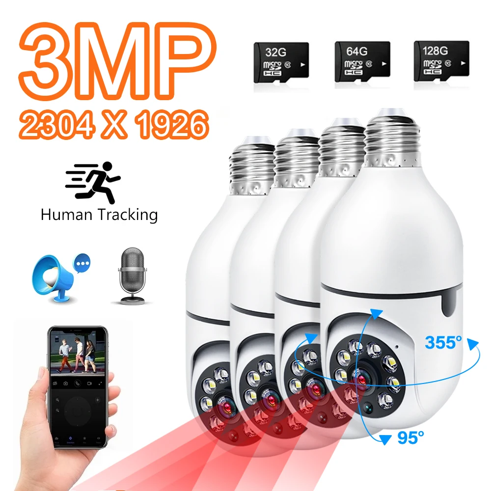 1/2/4 PCS 3MP Wifi Camera Baby Monitor Indoor IP Surveillance Cameras Video Home Security Bulb Auto Tracking Smart Night Vision
1/2/4 PCS 3MP Wifi Camera Baby Monitor Indoor IP Surveillance Cameras Video Home Security Bulb Auto Tracking Smart Night Vision