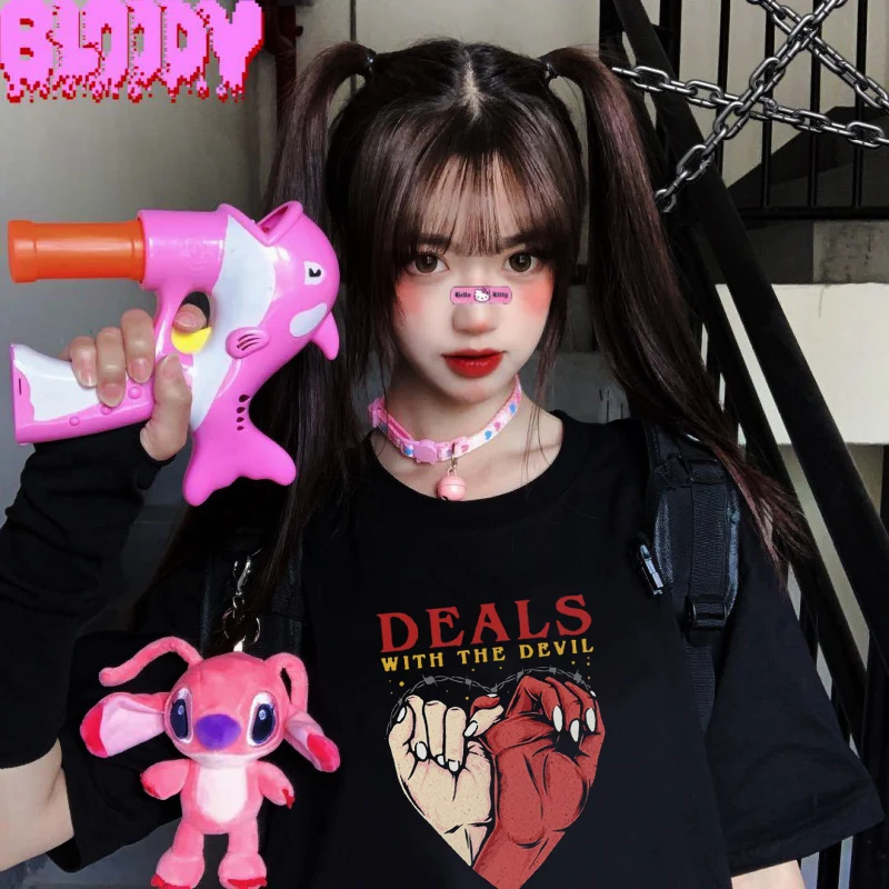 Women T Shirts Gothic Deals with The Devil Dark Satan Devil Personality Tops Harajuku Hip Hop Casual Loose Oversized T-Shirt
Women T Shirts Gothic Deals with The Devil Dark Satan Devil Personality Tops Harajuku Hip Hop Casual Loose Oversized T-Shirt