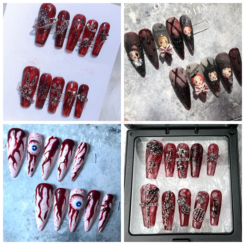 Handmade Halloween Red False Nails Tips Punk Style Press On Nails Y2K Reusable Long Coffin Stiletto Fake Nail With Glue Art Gift
Handmade Halloween Red False Nails Tips Punk Style Press On Nails Y2K Reusable Long Coffin Stiletto Fake Nail With Glue Art Gift