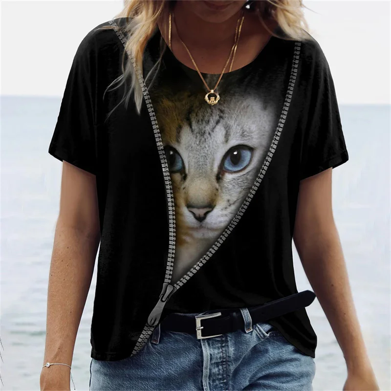 2023 Fashion Women T Shirts Animal 3D Print Tops Short Sleeve T Shirt Summer Kawaii Cat Graphic Tees Loose Oversized Clothing 
2023 Fashion Women T Shirts Animal 3D Print Tops Short Sleeve T Shirt Summer Kawaii Cat Graphic Tees Loose Oversized Clothing