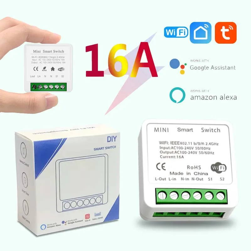 Tuya 16A Mini Switch 2-way Control Switches WiFi Modules Smart Breaker APP Works With Alexa Google Home Smart Life Smart Home
Tuya 16A Mini Switch 2-way Control Switches WiFi Modules Smart Breaker APP Works With Alexa Google Home Smart Life Smart Home