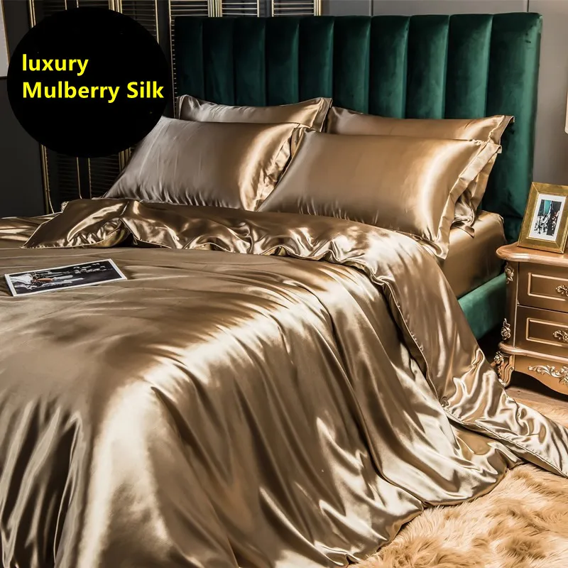 Luxury Mulberry Silk Bedding Set Double-sided Soft Silk Silky Duvet Cover Bed Sheet and Pillowcase Set Queen King Size
Luxury Mulberry Silk Bedding Set Double-sided Soft Silk Silky Duvet Cover Bed Sheet and Pillowcase Set Queen King Size