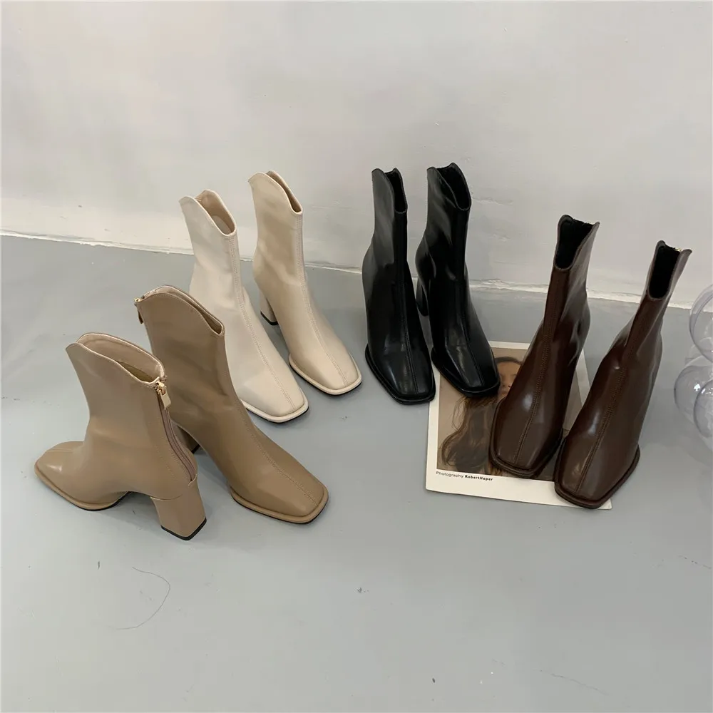 Khaki/Beige/Black/Brown Women Ankle Boots Round Toe Sock Booties Square High Heels Chelsea Booties Back Zipper Winter Botas 39
Khaki/Beige/Black/Brown Women Ankle Boots Round Toe Sock Booties Square High Heels Chelsea Booties Back Zipper Winter Botas 39