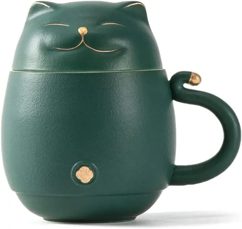 

Керамическая чайная кружка в виде кошки, чашка для кофе и чая с инфузером, Японские чайные чашки, Подарочная коробка для друзей семьи