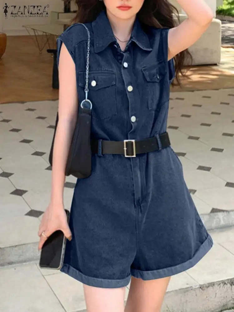 ZANZEA Fashion Summer Sleeveless Jumpsuits Vintage Women Casual Lapel Neck Solid Dungarees Denim Style Rompers Wide Leg Overalls
ZANZEA Fashion Summer Sleeveless Jumpsuits Vintage Women Casual Lapel Neck Solid Dungarees Denim Style Rompers Wide Leg Overalls