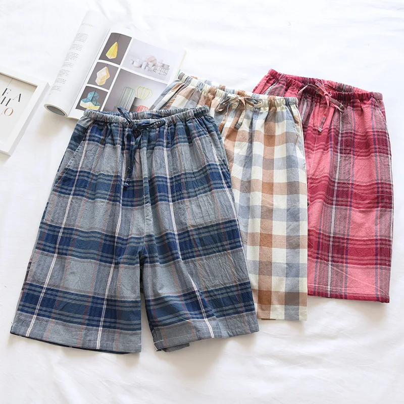Cotton Pajama Pants for Men's Summer Thin Section Large Size Home Shorts Loose Five-point Pants Plaid Design Men Sleep Shorts
Cotton Pajama Pants for Men's Summer Thin Section Large Size Home Shorts Loose Five-point Pants Plaid Design Men Sleep Shorts