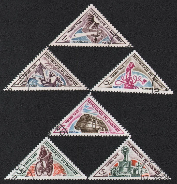 6 шт./компл. Dahomey, почтовые штампы 1967, треугольный автомобиль, поезд, лодка, гравировка, использованные почтовые штампы с маркировкой для колл...
6 шт./компл. Dahomey, почтовые штампы 1967, треугольный автомобиль, поезд, лодка, гравировка, использованные почтовые штампы с маркировкой для колл...