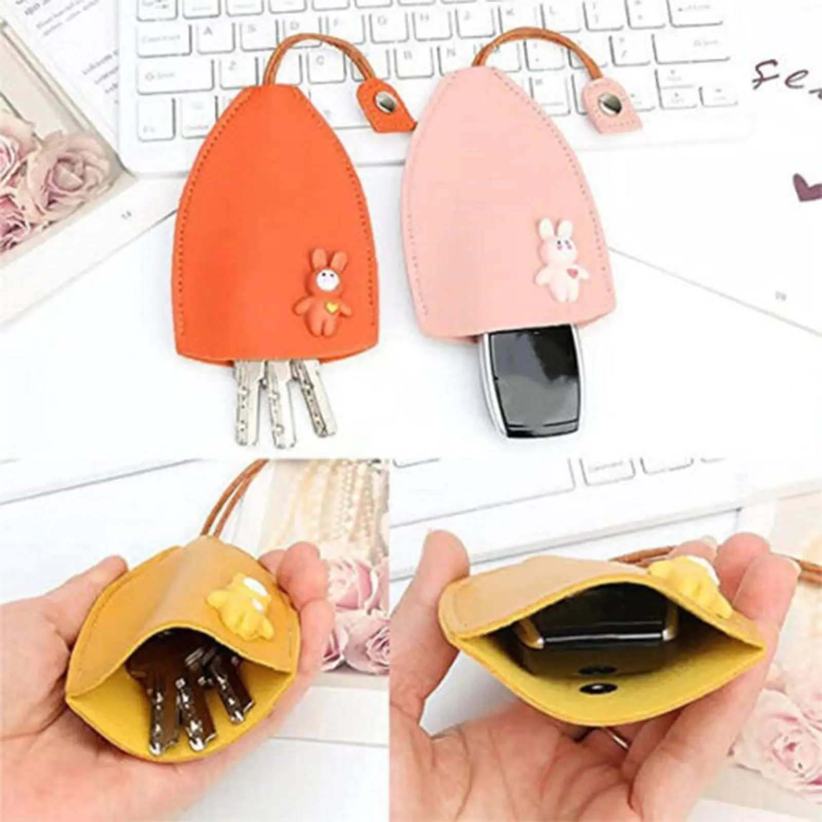 

Cute Fruits Unisex Pull Type Key Bag PU Leather Key Wallets Housekeepers Car Key Holder Case New Leather Keychain Pouch