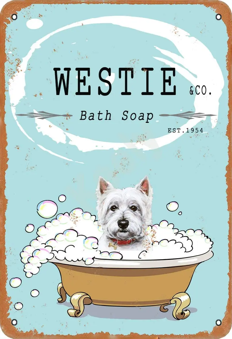 Westie Bath Soap Metal Vintage Tin Sign Wall asdkj 12x8 inches for Cafe Coffee Bars Restaurants Pubs Man Cave Decorat
Westie Bath Soap Metal Vintage Tin Sign Wall asdkj 12x8 inches for Cafe Coffee Bars Restaurants Pubs Man Cave Decorat