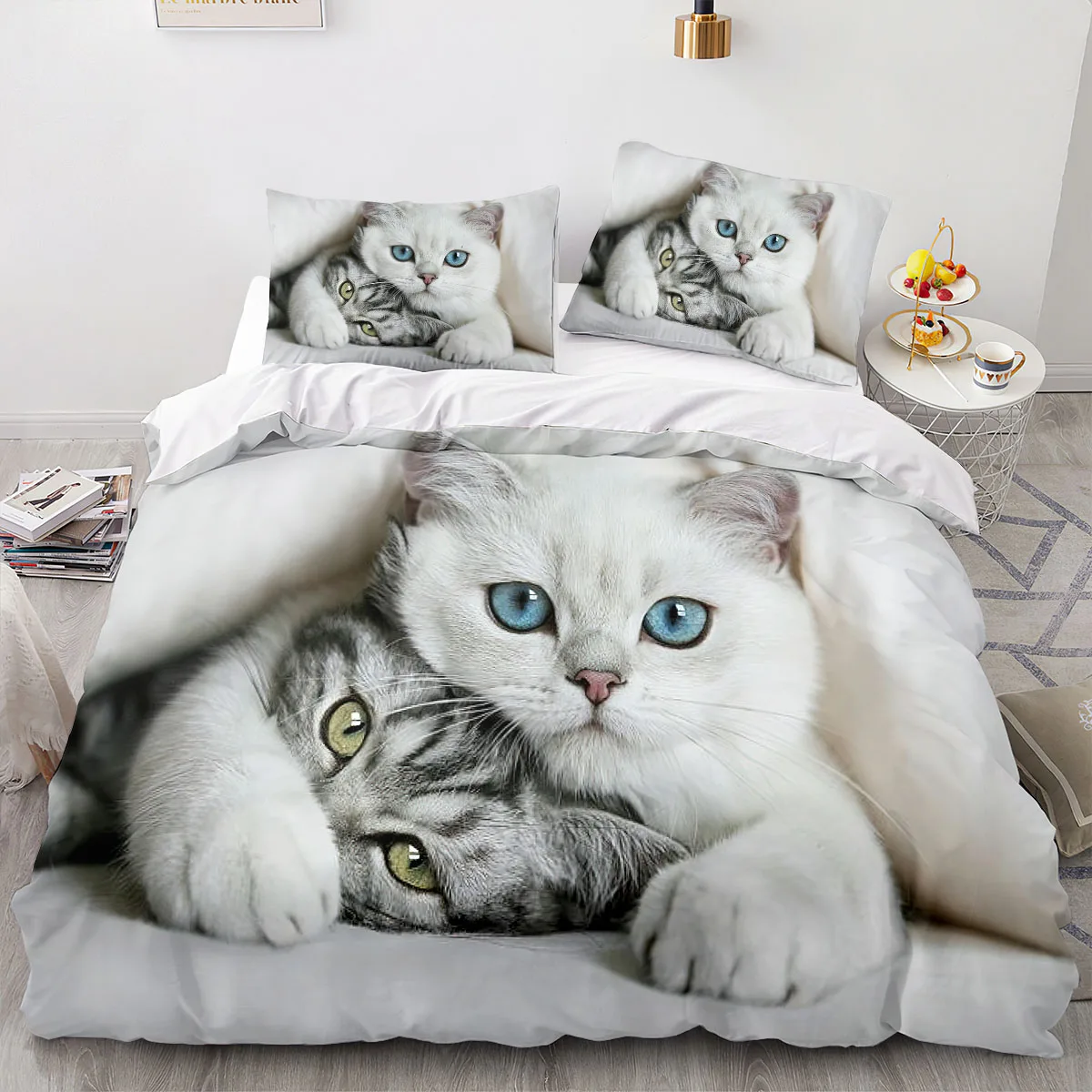 

Комплект постельного белья с 3D рисунком кота, пододеяльник с милым котом, покрывало для спальни, Детские и женские украшения для спальни, подростков