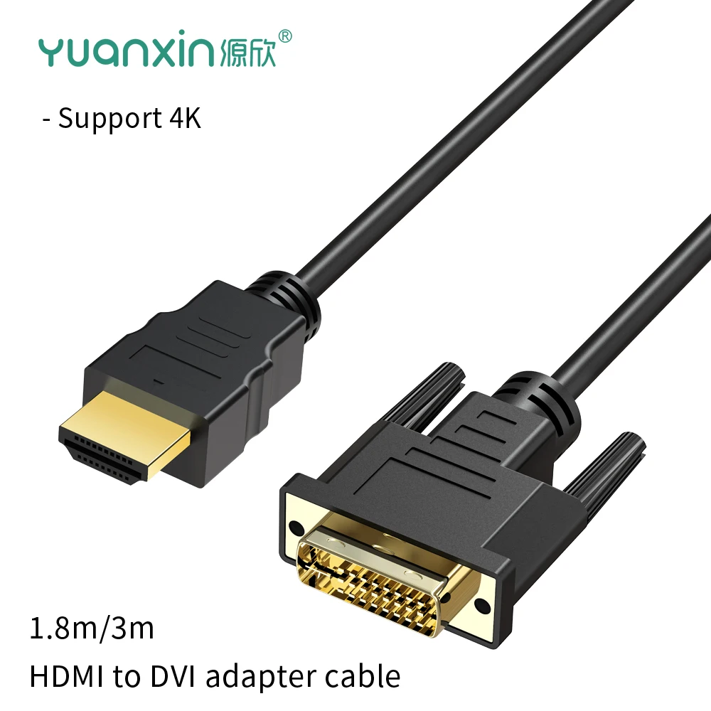 4K HDMI Male to DVI Male Display Cable 1920*1080P HD Monitor TV Projector Video Laptop Cable 1.8M/3M Adapter For Macbook Huawei
4K HDMI Male to DVI Male Display Cable 1920*1080P HD Monitor TV Projector Video Laptop Cable 1.8M/3M Adapter For Macbook Huawei
