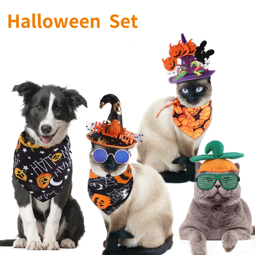 Pet Halloween Set Cat Funny Hat Triangle Scarf Pumpkin Dog Funny Headwear Set Halloween Cat Accessories Pet Puppy Accessories
Pet Halloween Set Cat Funny Hat Triangle Scarf Pumpkin Dog Funny Headwear Set Halloween Cat Accessories Pet Puppy Accessories