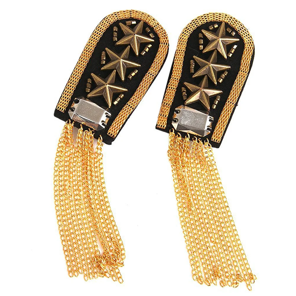 Shoulder Epaulet Shoulder Rivet Tassel Epaulet Board Link Chain Badge Epaulettes for Golden
Shoulder Epaulet Shoulder Rivet Tassel Epaulet Board Link Chain Badge Epaulettes for Golden