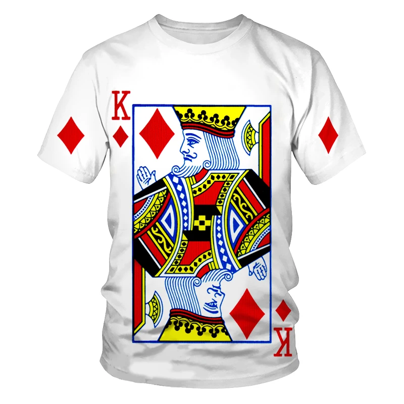 Playing cards 3D printing men's and women's fashion T-shirt poker street clothing loose comfortable fabric O-ne
Playing cards 3D printing men's and women's fashion T-shirt poker street clothing loose comfortable fabric O-ne