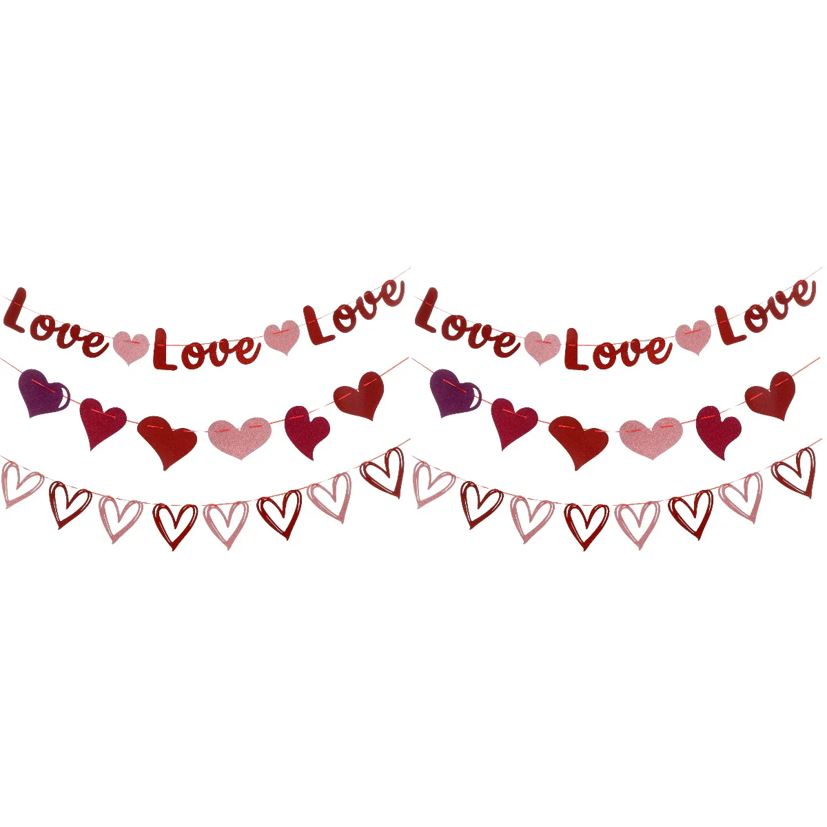 

Day Valentine Decor Valentines Banner Heart Bunting Themed S Flag Banners Party Garland String Hanging Fireplace Decoration
