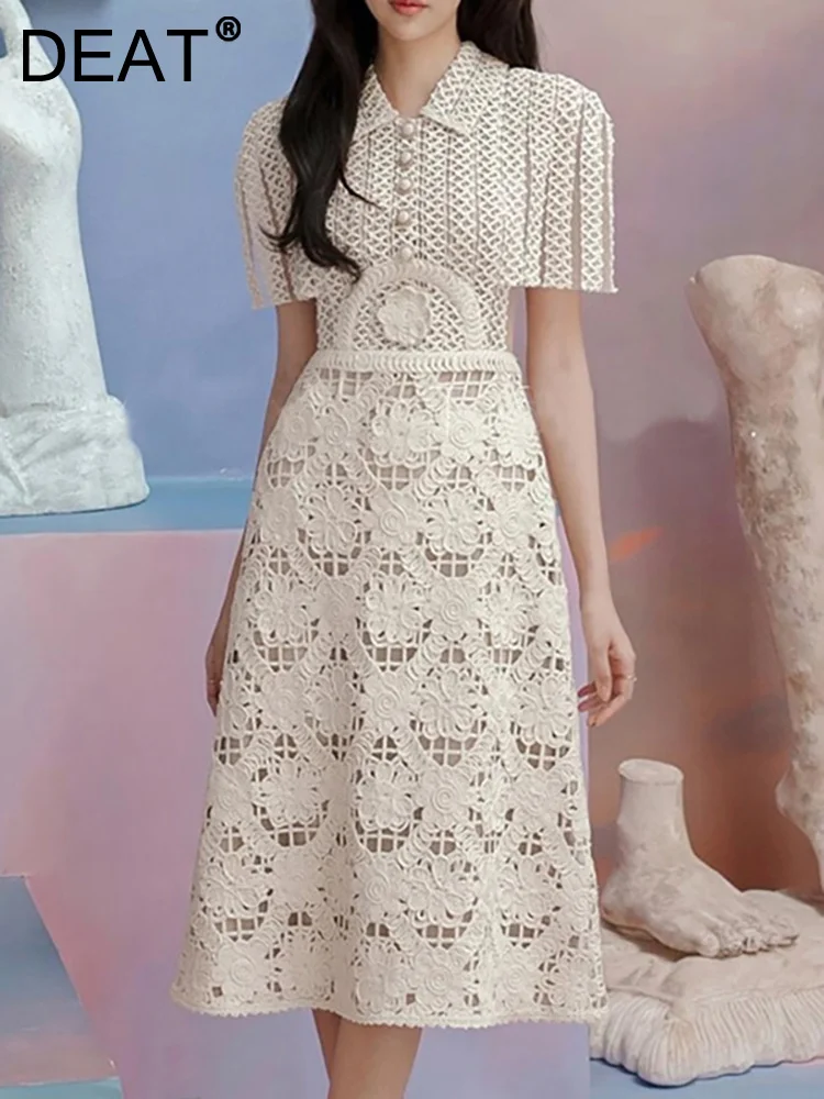 Женское ажурное платье на пуговицах DEAT, платье с отложным воротником, коротким рукавом и вышивкой, с высокой талией и цветочным принтом, ...
Женское ажурное платье на пуговицах DEAT, платье с отложным воротником, коротким рукавом и вышивкой, с высокой талией и цветочным принтом, ...