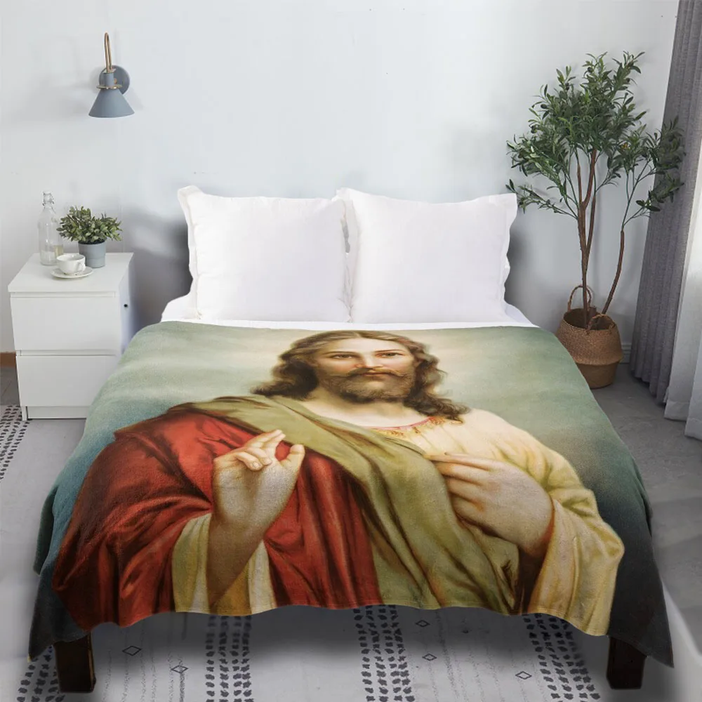 

Jesus Christ Painting Fur Luxury Bunk Beds Sofa Anti-Pilling Flannel Cartoon Softest Throw Blanket