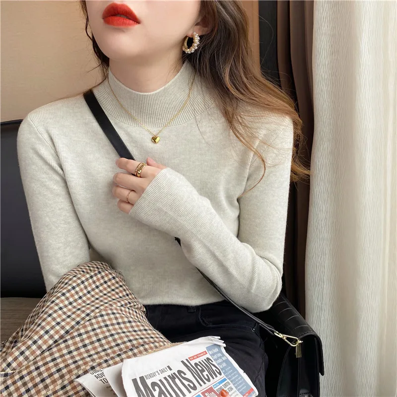 Knitted Bottoming Shirt Women's Spring and Autumn New All Match Thin Top Half Turtleneck Sweater Pullover
Knitted Bottoming Shirt Women's Spring and Autumn New All Match Thin Top Half Turtleneck Sweater Pullover