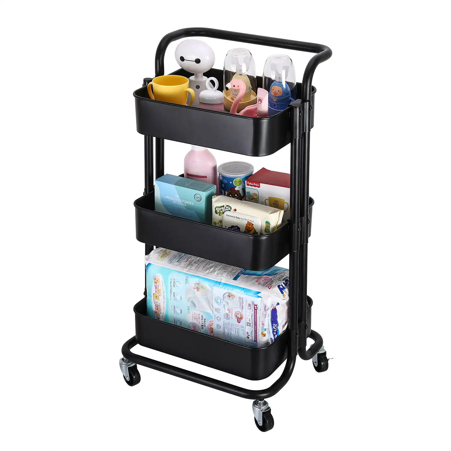 3-Tier Metal Rolling Utility Cart Multi-function Organizer Shelf Kitchen Organizer Rack Tower Rack with Wheels Trolley Cart, Bla
3-Tier Metal Rolling Utility Cart Multi-function Organizer Shelf Kitchen Organizer Rack Tower Rack with Wheels Trolley Cart, Bla