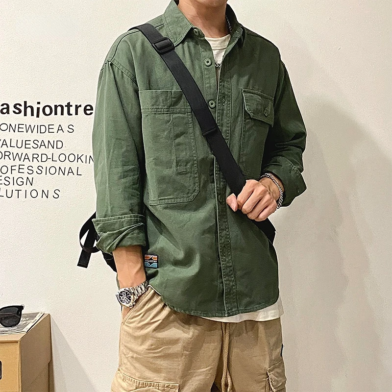 Spring Autumn Japanese Streetwear Retro Casual Shirts Men Harajuku High Quality Cargo Coat Plus Size Pure Cotton Long Sleeves
Spring Autumn Japanese Streetwear Retro Casual Shirts Men Harajuku High Quality Cargo Coat Plus Size Pure Cotton Long Sleeves